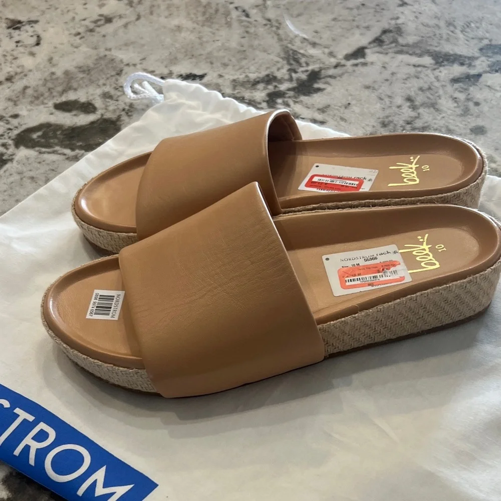 Beek Brown Leather Slide Sandals - Picture 6 of 8